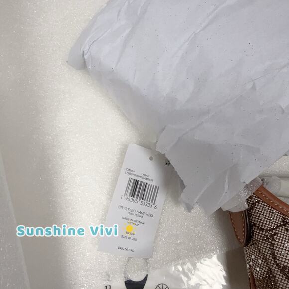 NWT Coach Hamptons Hobo Bag In Crystal Signature Jacquard CW654 Burnished Amber - Picture 3 of 9